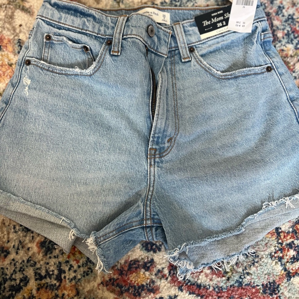 Abercrombie & Fitch Light Blue Denim Mom Shorts